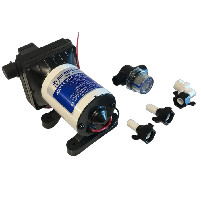 Seaflo RV Supreme MK2 12 V Water Pump – 11.3 LPM (3 GPM), 55 PSI, Quiet with Filter & Fittings