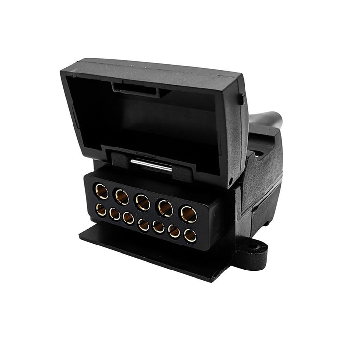 Trailer Connector 12 PIN Flat Plastic Black