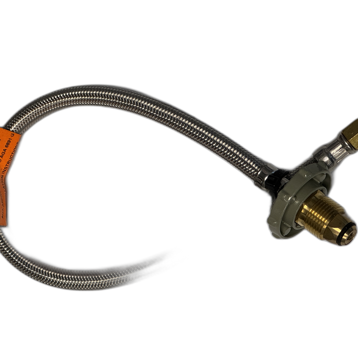 7/16″ Inverted Flare Gas Pigtail with POL Handwheel – 600 mm Stainless Steel