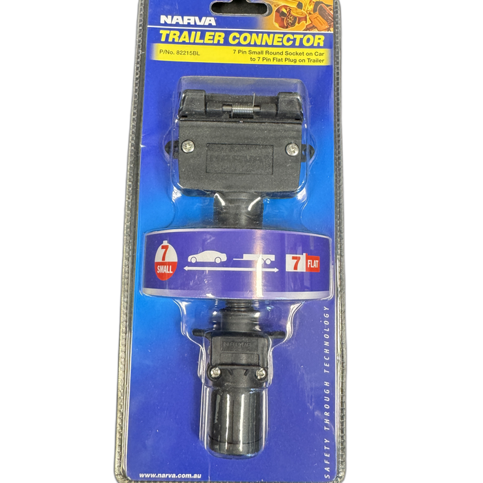Narva 7 Pin Small Round to 7 Pin Flat Adapter – Compact Trailer Plug Connector