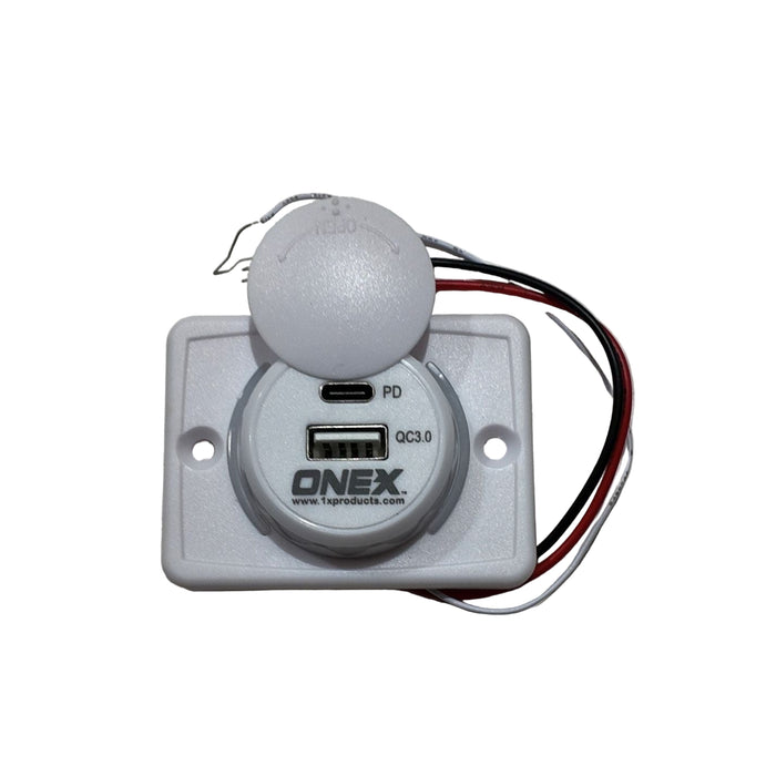 Flat Mount White USB Power Point – Double‑Pole 10 A AC Outlet + USB‑A & USB‑C PD Charger (Flush Mount)
