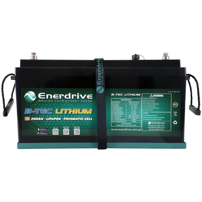 Enerdrive B‑TEC 12.8 V 200 Ah LiFePO₄ Battery Gen 2 – Bluetooth, 5‑Year Warranty, >2000 Cycles