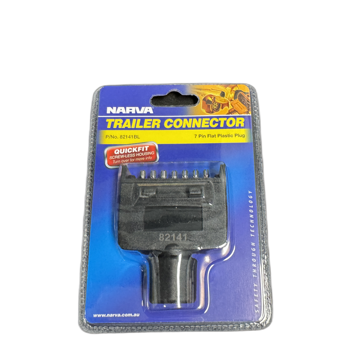 Trailer Connector - Narva 7-Pin Flat Trailer Plug (Model 82141BL)