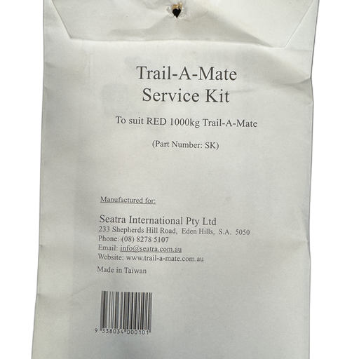 Trail-A-Mate Service Kit packaging with branding and contact information on a white background