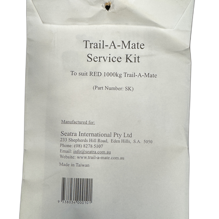 Trail-A-Mate Service Kit packaging with branding and contact information on a white background