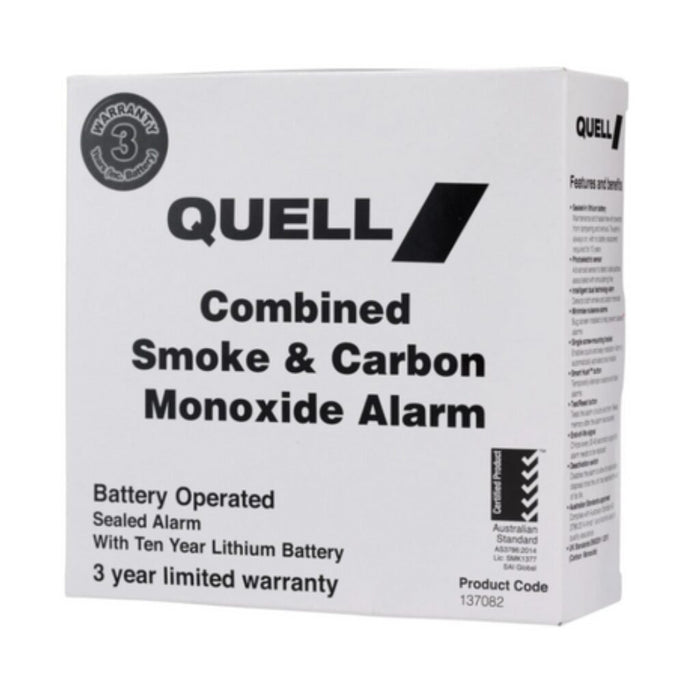Quell Combined Smoke & Carbon Monoxide Alarm – Dual Photoelectric/CO Sensor, 10‑Year Sealed Battery (Model 137082)