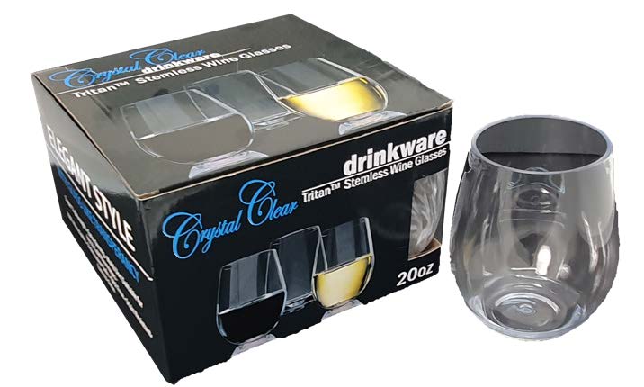 Triton Crystal Clear Stemless Wine Glass 20 Oz 4PK