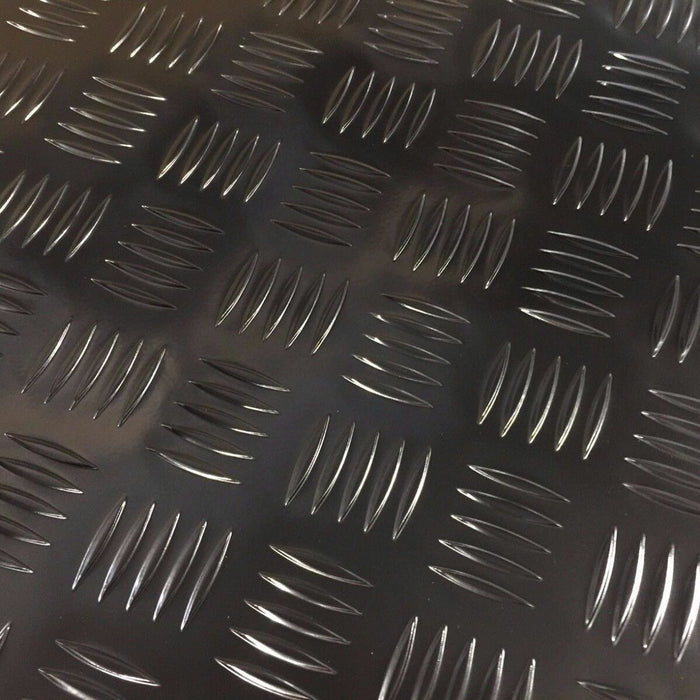 Satin Black Aluminium 5‑Bar Checkerplate – 1.6 m Pre‑Cut Sheet (5052 Alloy, 1.6 mm Thick)